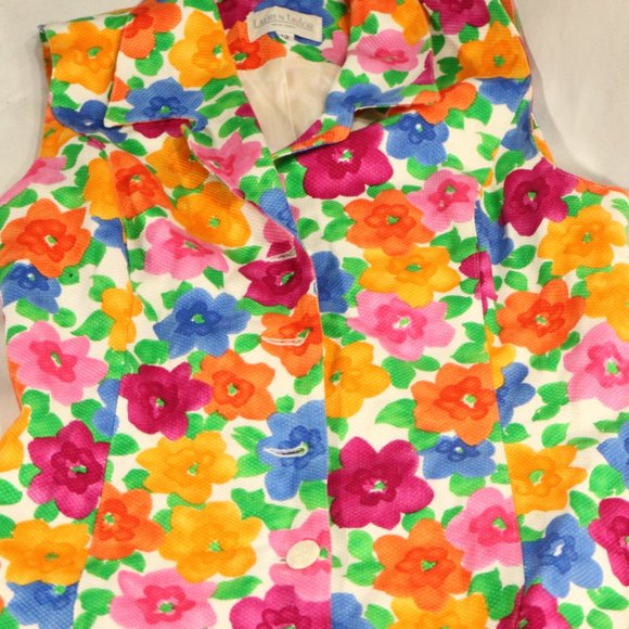 LAUREN TAYLOR New York Sleeveless Multicolor Floral Buttoned Dress Sz 12 - Picture 6 of 11